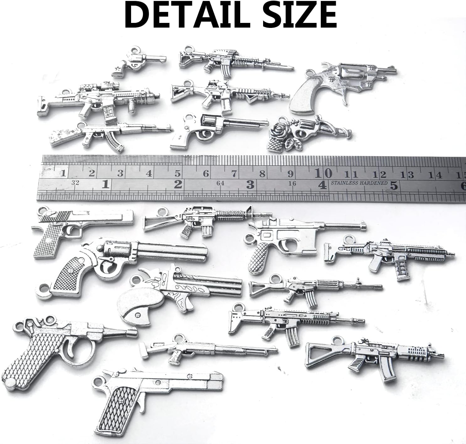 Jdesun 20pcs Antique Silver Plated Mixed Pistol Revolver Submachine Gun Charms Alloy Weapon Charms Pendants DIY for Necklace Bracelet Jewelry Making Accessory - Image 3