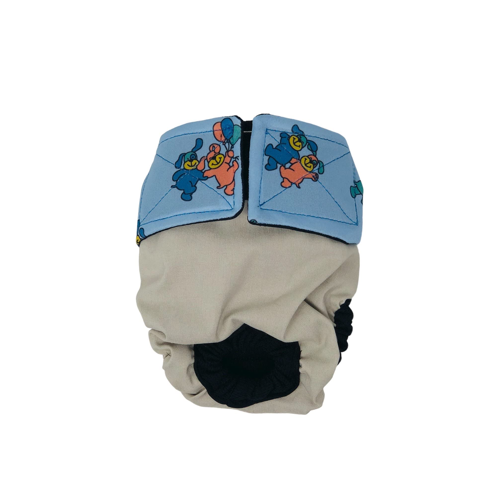 BarkertimeDoggie Buddies on Frosty Cream Premium Waterproof Dog Diaper, XL,  Without Tail Hole Made in USA