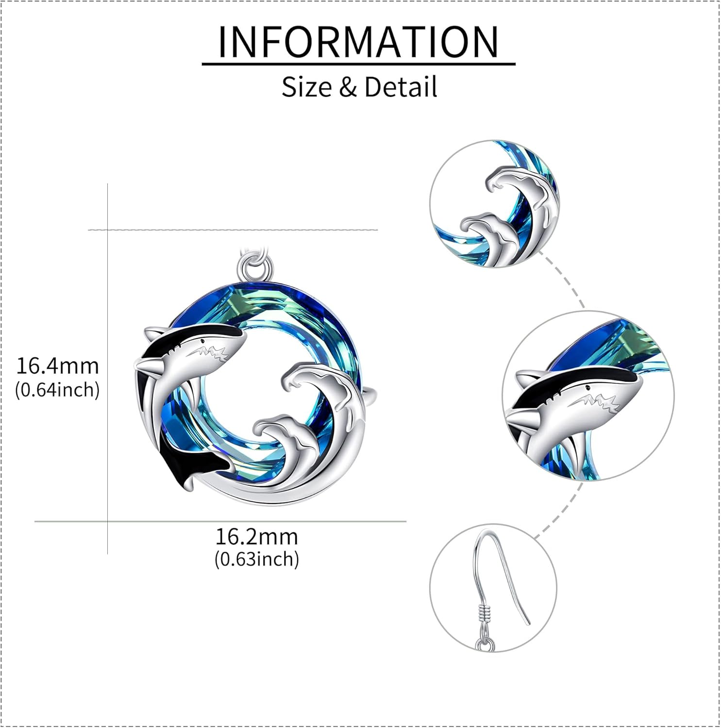 Ocean Earrings 925 Sterling Silver Killer Whale Orca/Shark/Turtle Earrings Dangle Crystal Ocean Jewelry Birthday Gifts for Women Sea Lover