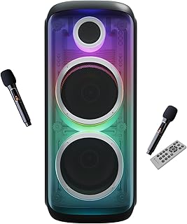 Zebronics 160W Party DJ Speaker, Dual Mic, Karaoke, 2X Full-Range 25.4cm Driver, TWS, 4EQ Modes, 6.3mm Dual Mic & a Guitar in, BT, USB, AUX, RGB, LED Display (Party Fyre 510)
