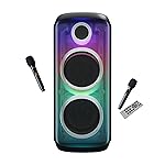 Zebronics 160W Party DJ Speaker, Upto 3.5h Playback, Dual Mic, Karaoke, 2X Full-Range 25.4cm Driver, TWS, 4EQ Modes, 6.3mm Dual Mic & a Guitar in, BT, USB, AUX, RGB, LED Display (Party Fyre 510)