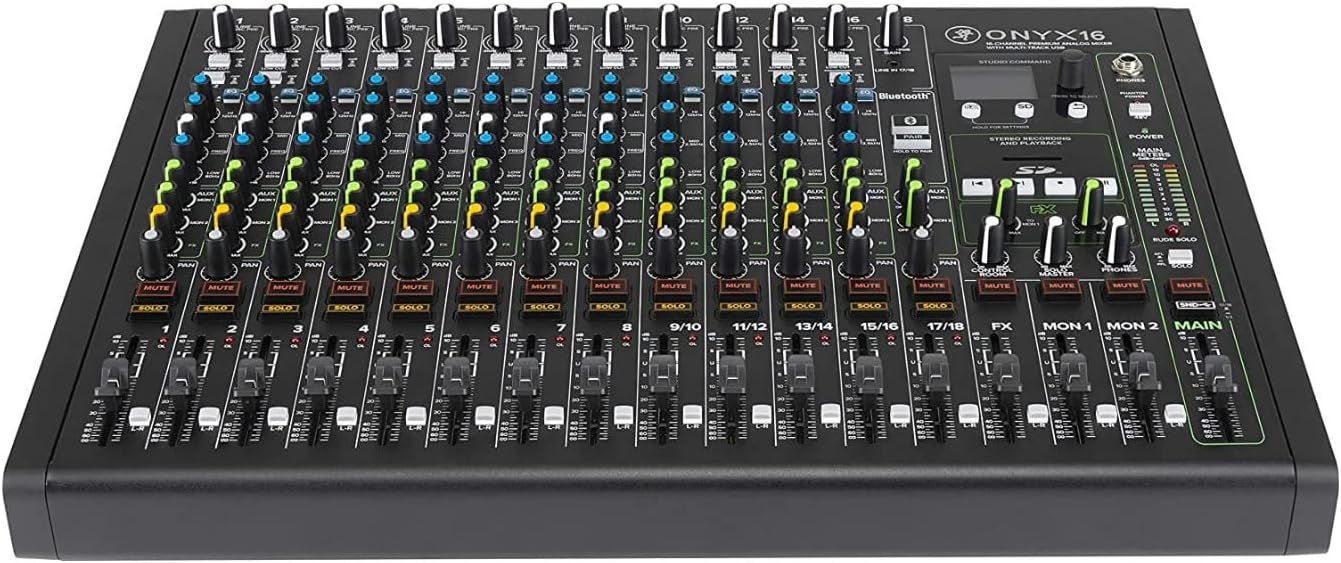 - 16-Channel Premium Analog Audio Mixer with Multi-Track USB (Onyx16)., Black