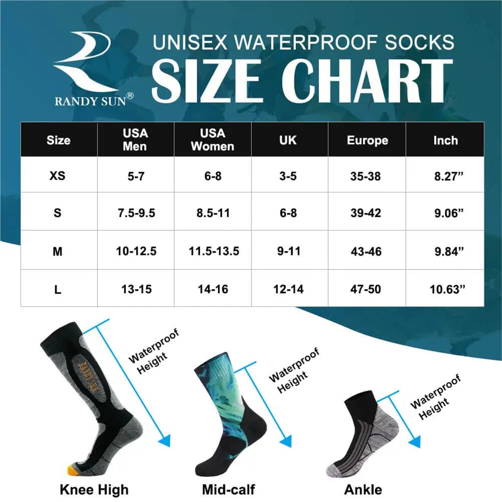 Wasserdichte Socken Kniehohe wasserdichte Socken gegen Kältewellen, Outdoor-Sport, Skifahren, Angeln, Jagen, Radfahren, Snowboarden, Thermosocken FüR Wie Laufen