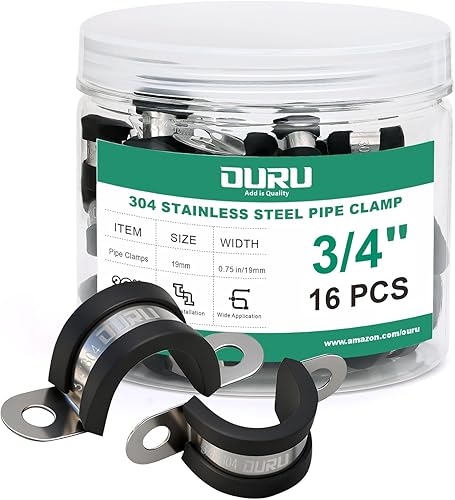 Miniatura 14 de 8 piezas de abrazadera de tubo de 2 pulgadas de acero inoxidable 304, abrazadera de tubo aislada con amortiguación de goma resistente, abrazadera