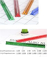 Vista 5 de Ingeniería de regla de escala triangular de 6 pulgadas, regla de escala de dibujo arquitectónico de aluminio, regla de escala de medidas métricas
