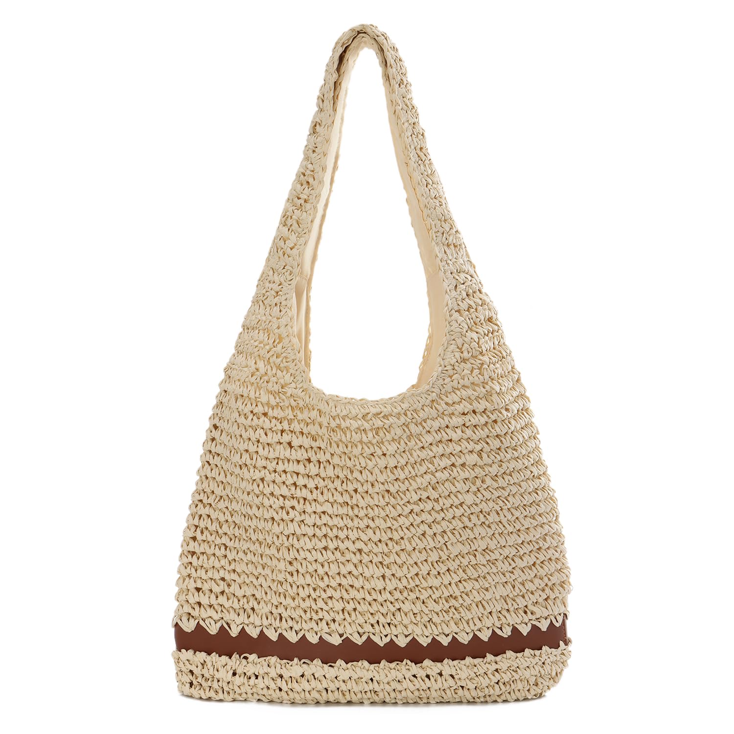 LHHMZBolsa de playa de paja para mujer Bolso grande de paja Bolso de playa de verano para vacaciones