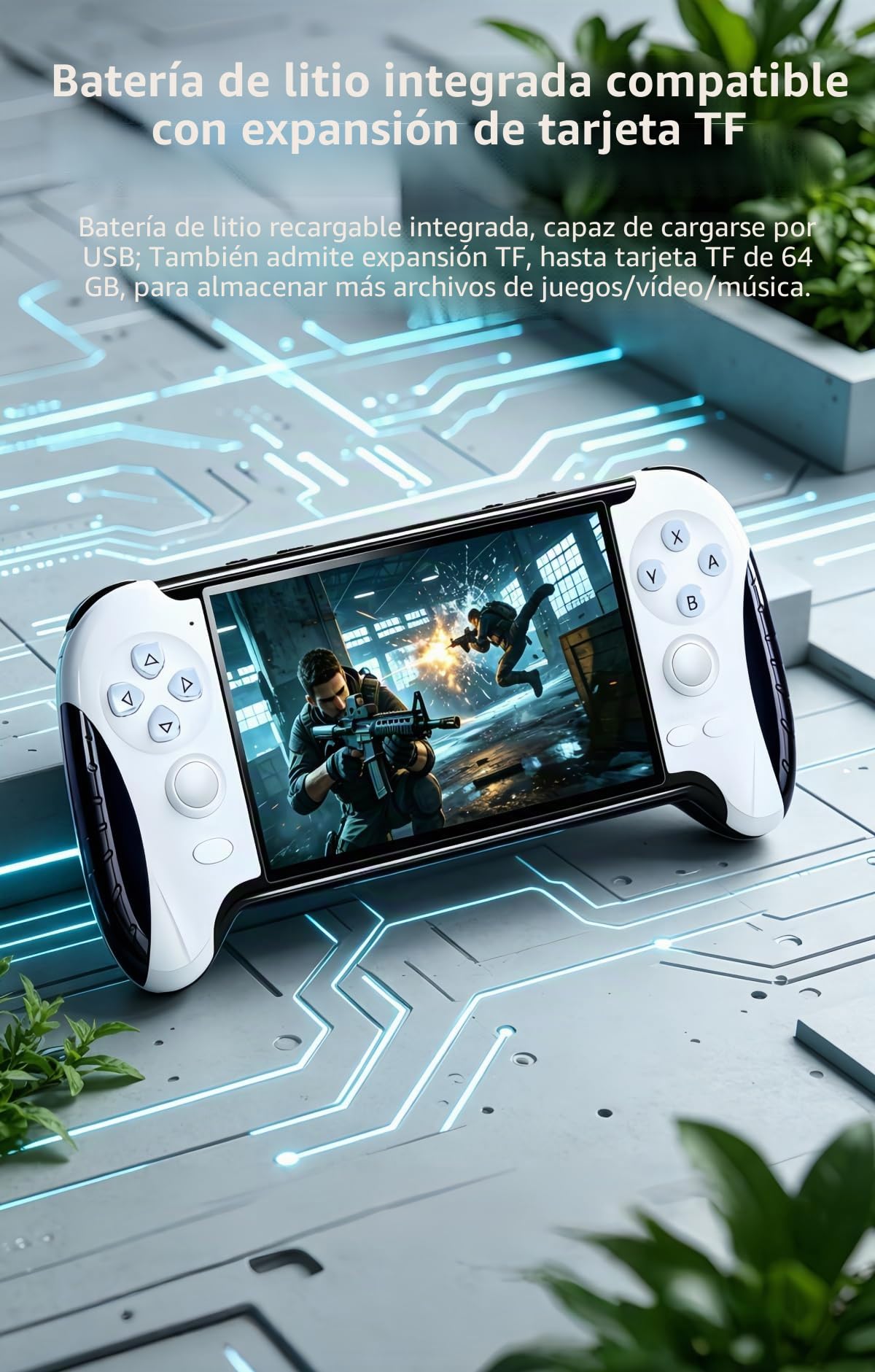 Consola de juegos portátil con gamepad de 4,3 pulgadas, 4800 juegos retro, múltiples emuladores, función de guardado de juegos, portátil, para niños/amigos, entretenimiento en hogar/exterior