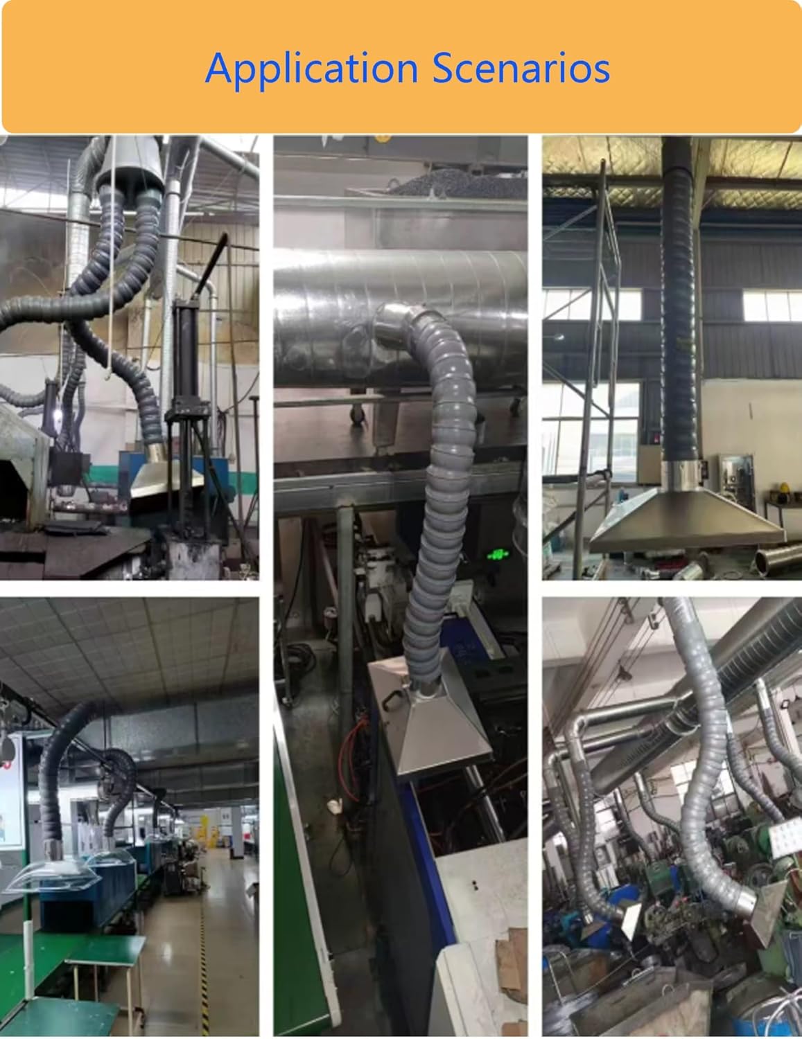 Flexible Welding Fume Extraction Arm with Swivel Joints & Ventilation Hood - Self-Supporting Soldering Extractor (5 x 100cm/2 x 39.4") for Efficient Airflow and Safety