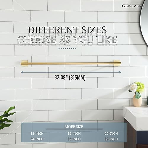 Miniatura 5 de Toallero de baño KOKOSIRI de 32" para cocina y baño, barras de toalla de 32 pulgadas, acero inoxidable cepillado dorado B4005BG-L32