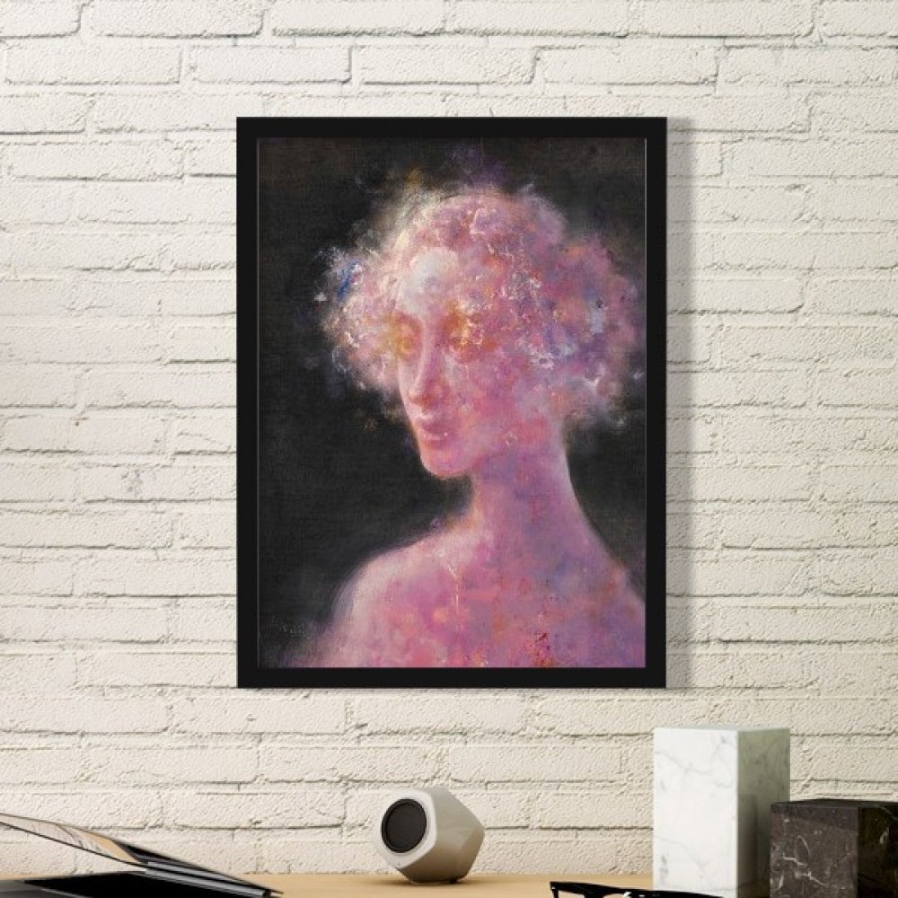 Peinture à l'huile Violet Xjj cadre photo rond en bois noir idée cadeau anniversaire