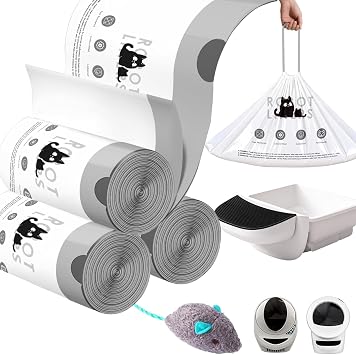 Cat Toilet Robot 4 & 3 Trash Bags, 60 Count Drawstring Liners for Self-Cleaning Toilet Robots, Thick Durable Cat Toilet Liner Bags