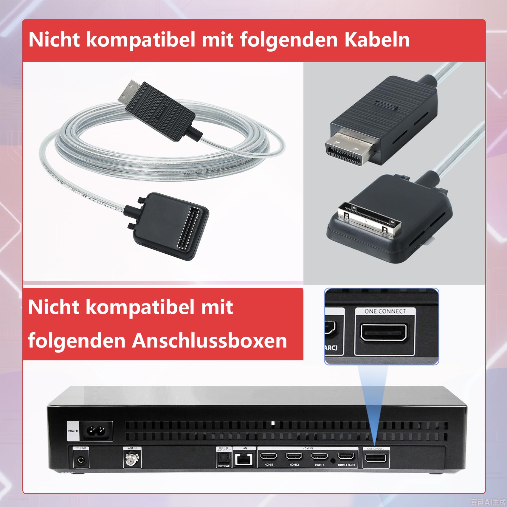 BN39-02470A 5 m/16 Fuß the Frame One Connect Kabel kompatibel mit Samsung Frame TV für LS03FA LS03DA LS03BA LS03AA LS03RA LS03TA QLED 4K Art Smart TV （Nicht kompatibel mit allen 8K-Fernsehern）