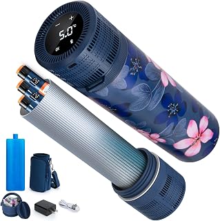SUNMON Electric Insulin Cooler Travel Case with Temperature Display (°C/°F), Portable Medical Cooler with USB Charger & TSA Approved Biogel Ice Box, Holds 1-7 Insulin Pens (Magnolia)