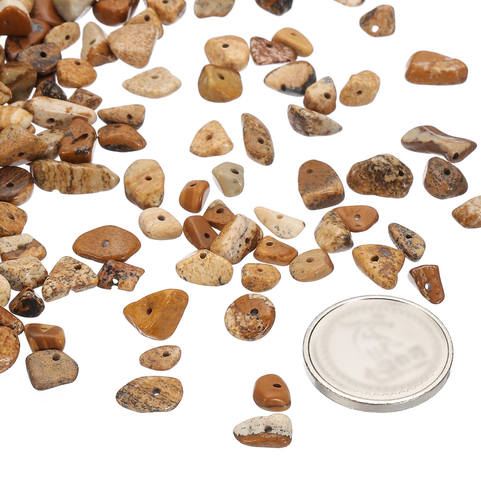 PATIKIL Chip Stone Natural Rock Beads Loose Gemstone Beads Drilled Strand for Jewelry Craft Making 1set/400pcs, Assorted Brown - Image 3