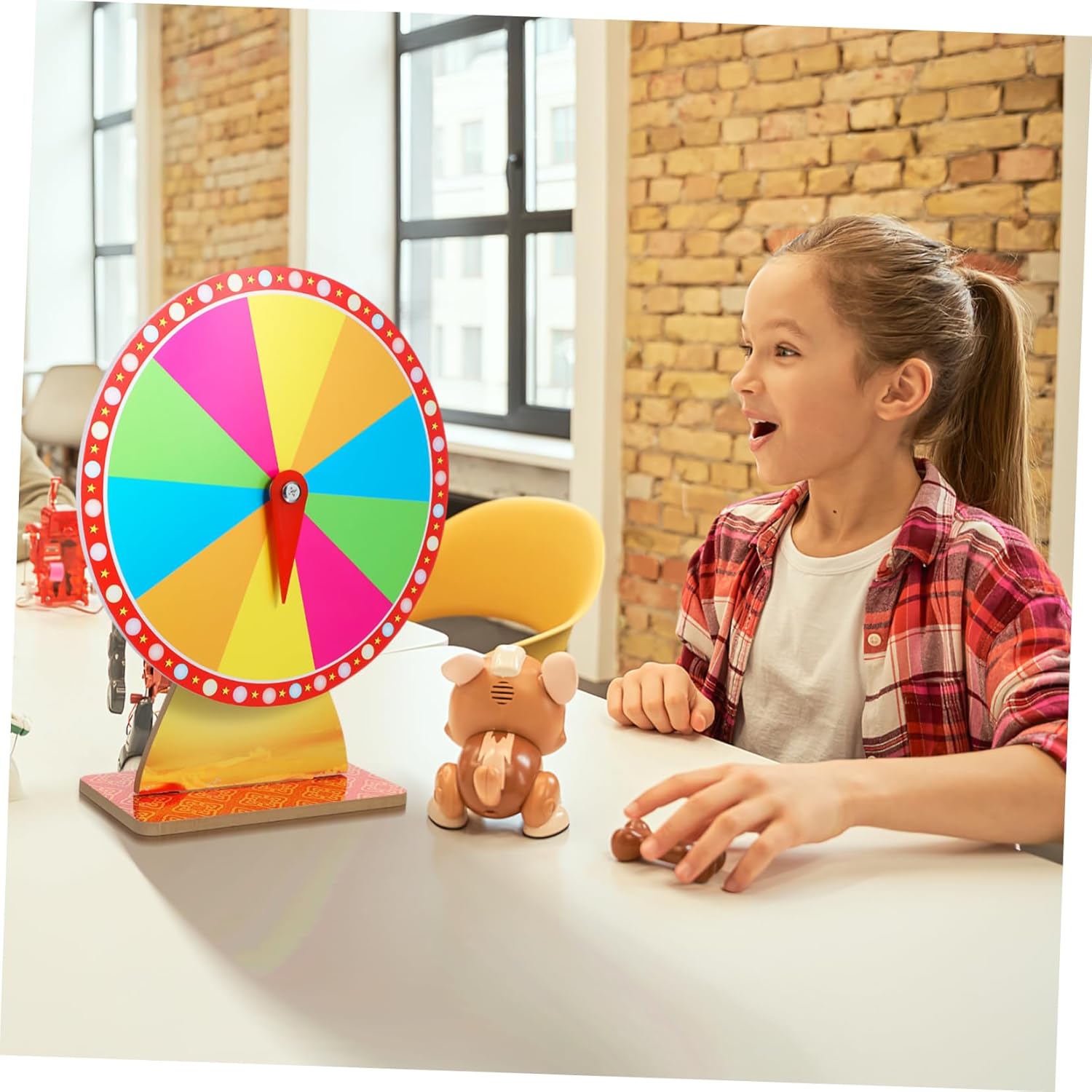 LABRIMP Rotatable Game Wheel for Parties Portable Prize Roulette Wheel with Dry Erase Surface for Raffles Drawings and Carnival Fun