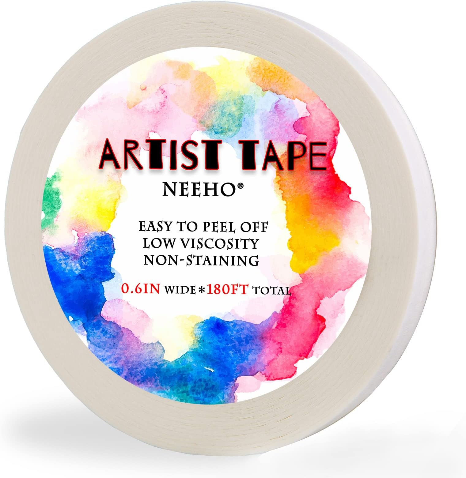 Artist Tape for Drafting Art, Acid-Free White Masking Tape for Watercolor Painting Canvas Framing, 0.6inch Wide 180FT Long