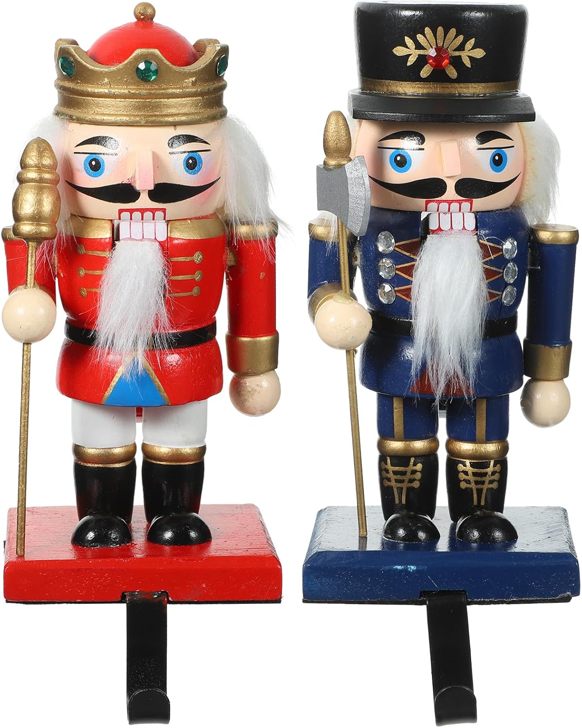 Christmas Stocking Hook:1 Set of Cute Christmas Nutcracker Hangers Nut Cracker Doll Figure Stocking Holders for Mantle for Xmas Home Party Decoration