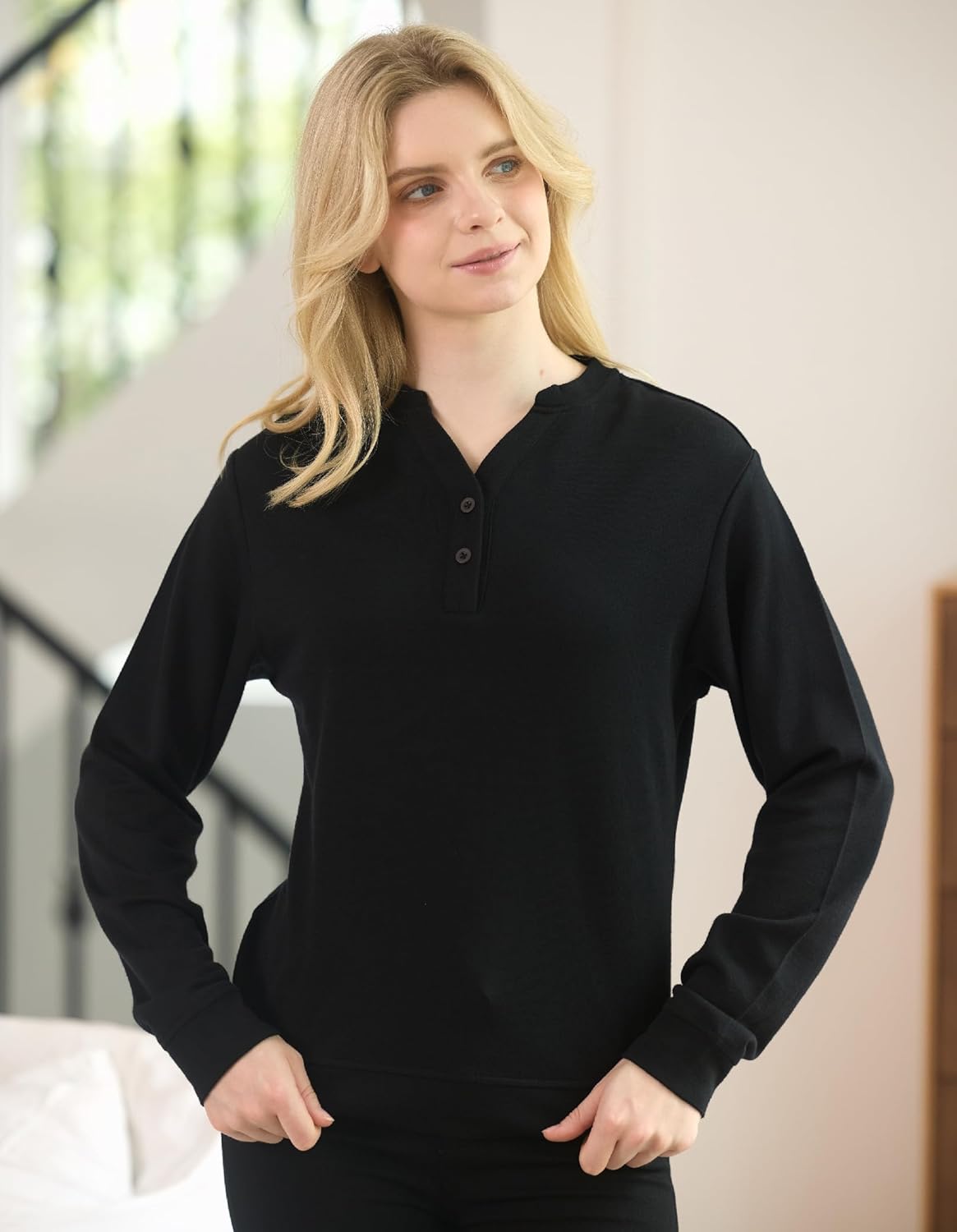 Merino Wool Base Layer Women Pullover for Athletic, Womens Crewneck Sweatshirt, Warm Cozy Sweatshirt Long Sleeve - Image 2