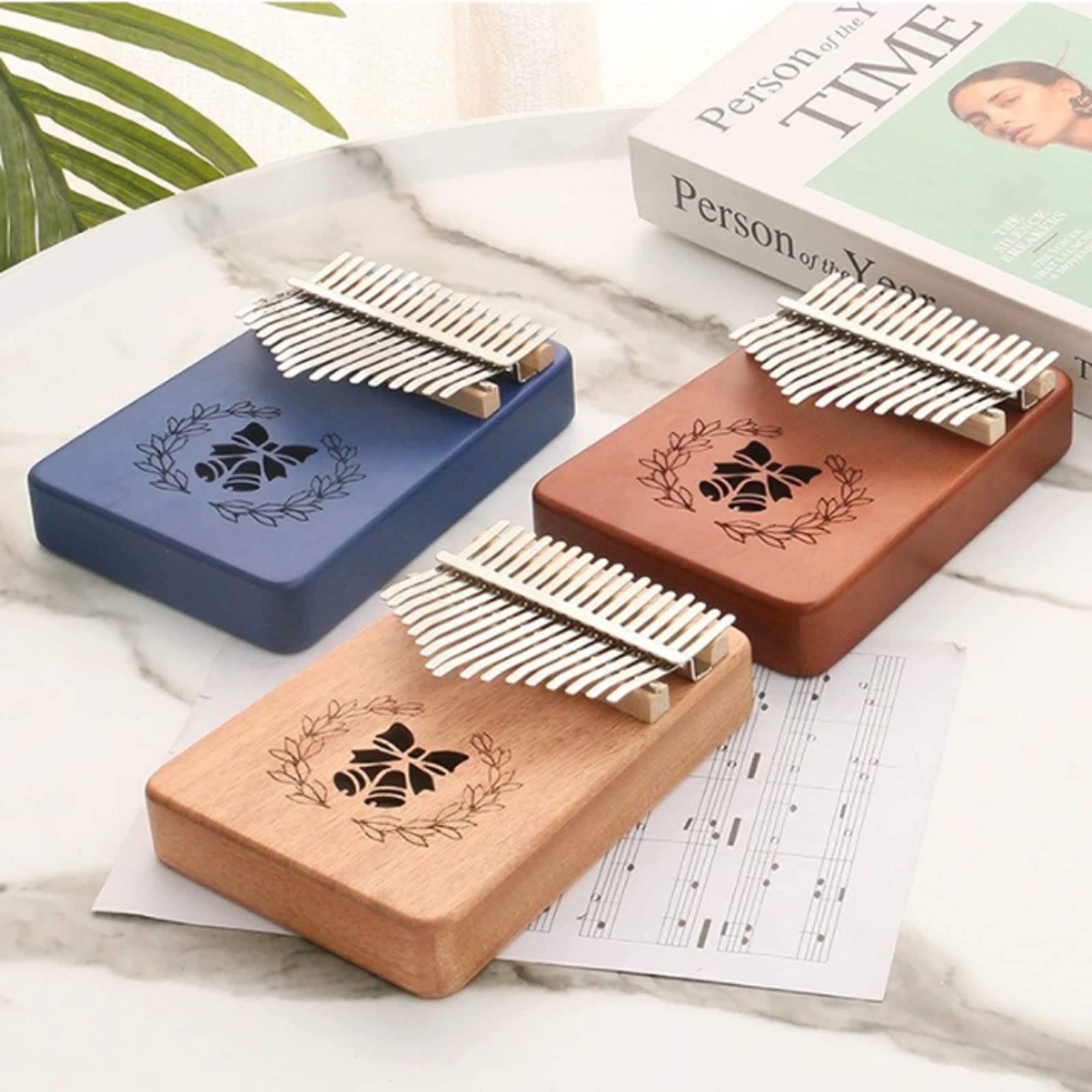 Suono Squisito Strumento Musicale per Pianoforte a 17 Tasti con Incisione a Forma di Campana, Strumento Musicale in Legno per Principianti, 2 Colori Facile da Giocare