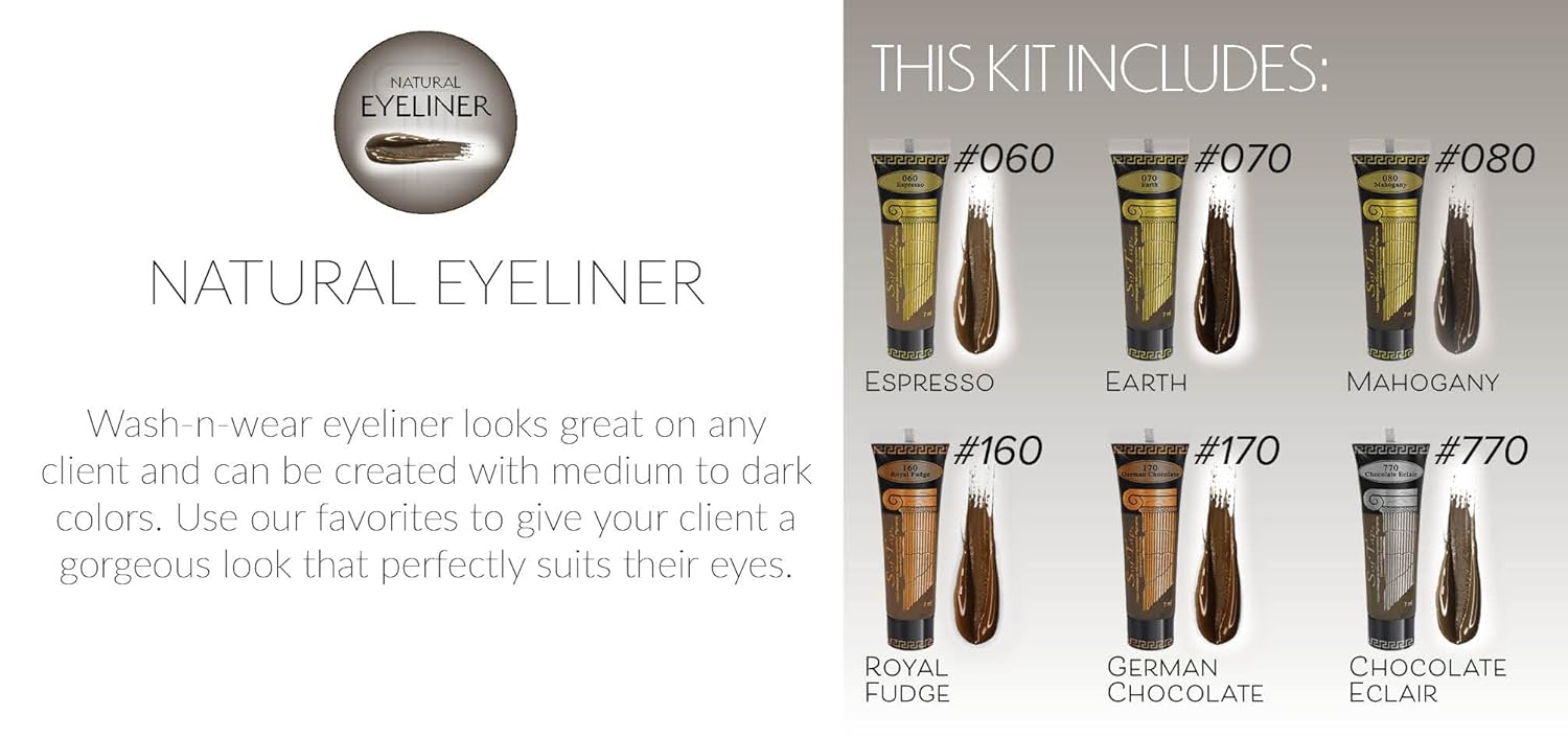 SofTap PMU Eyeliner Color Mini Kits for Permanent Cosmetic Procedures (Natural Eyeliner)