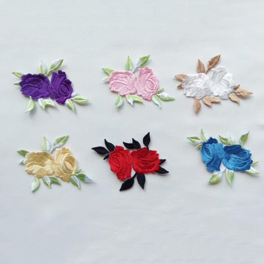 10 Pcs Plum Blossom Flower Rose Flower Leaves Embroidery Iron On Applique Patch by UBOOMS
