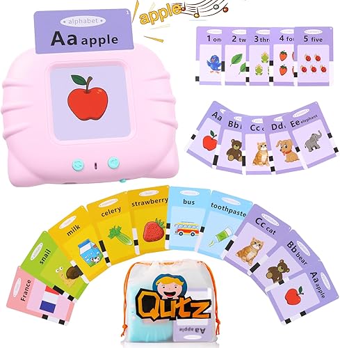 QuTZ ABC - Tarjetas didácticas de aprendizaje para niños de 2 a 4 años, juguetes para autismo, terapia del habla, palabras educativas a la vista