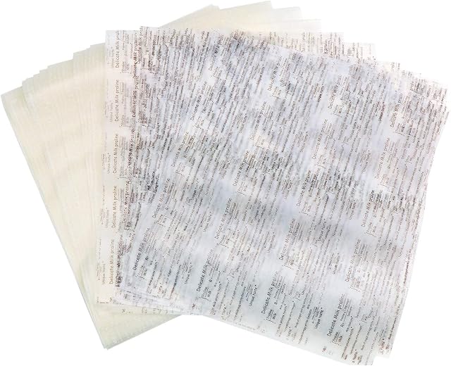 TsunNee Wax Paper, Food Wrapping Paper, Cake Wrappers, Gift Wrapping Paper for Crafting Cheese, 9.8 x 8.6inches, 100-Pack