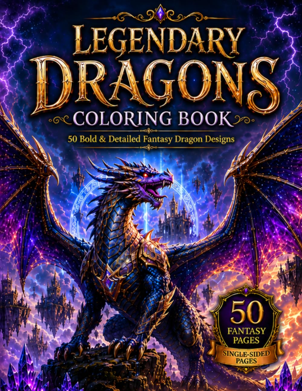 Legendary Dragons Coloring Book: 50 Bold & Detailed Fantasy Dragon Designs Featuring Ancient Beasts, Magical Realms, Treasure Caves, Castle Guardians, ... Adventures (Escape Into Color Collection)