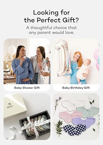 Miniatura 5 de Konny Juego de baberos para bebé, rotación de 360°, bandana suave y absorbente para niños y niñas, esenciales para bebés Flor azul, flor roja,