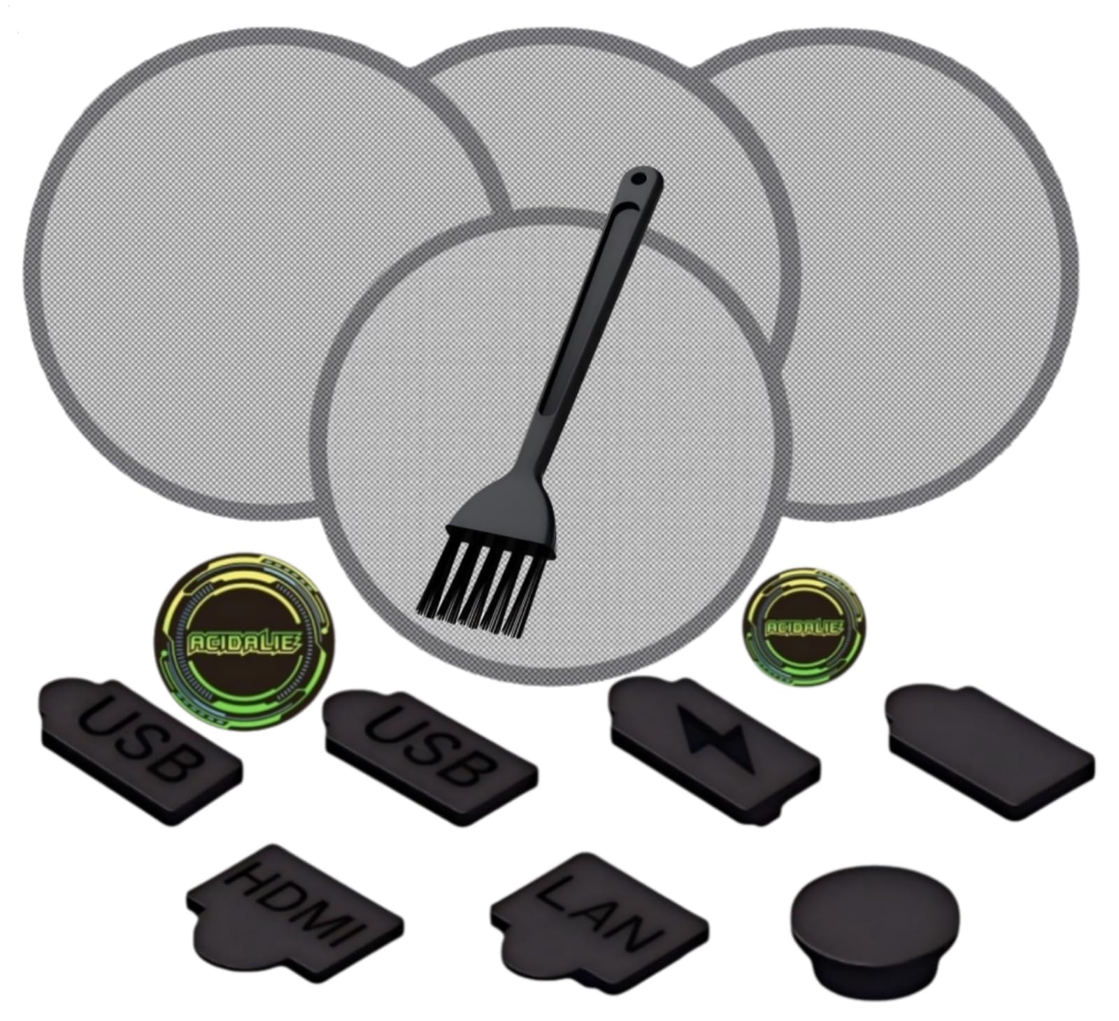 Zunbur PS5 Port Dust Cover Set with Cleaning Brush + 7 Dust Plugs for PS5 Fan Dust Filter PS5 Pro, PS5 Slim Digital Edition and Disc Edition