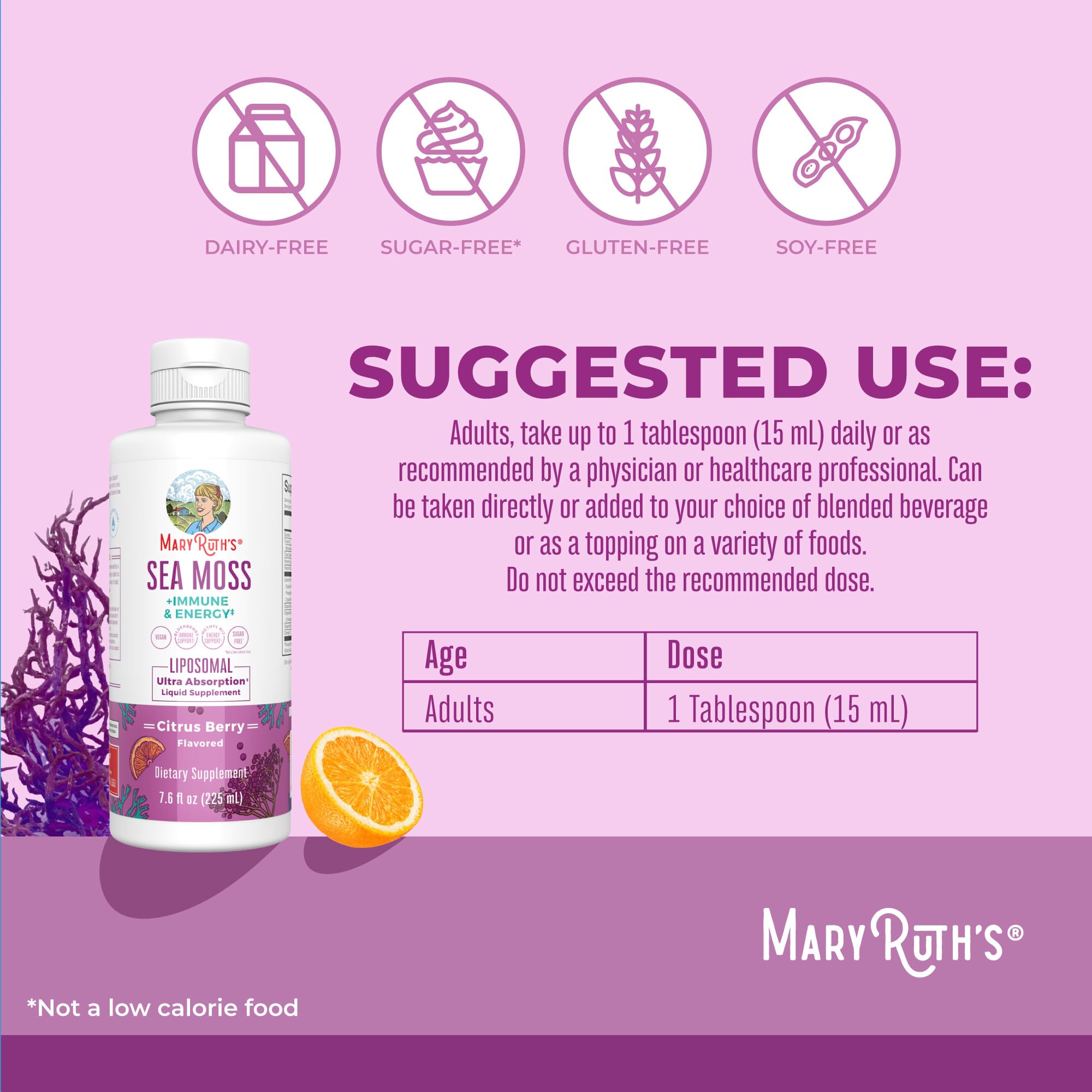 MARYRUTH'S Sea Moss + Immune & Energy Liposomal 140mg Irish Sea, 7.6 oz — Amazon image 3