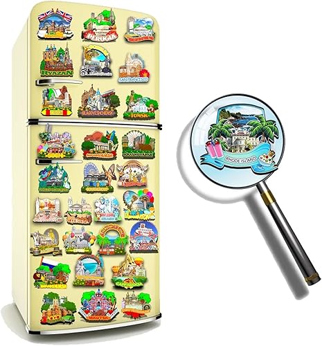 Miniatura 4 de Rhode Island USA - Imán de madera para nevera, monumentos en 3D, recuerdos coleccionables, decoración hecha a mano, 1332