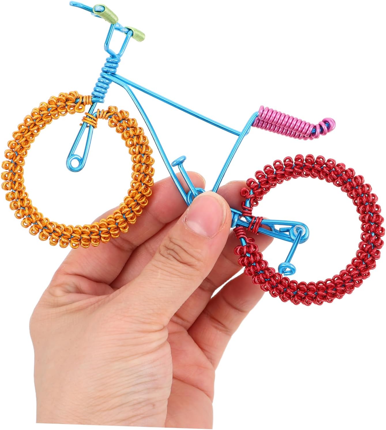 Handmade Colored Aluminum Wire Bicycle Model Sculpture Unique Bike Decoration for Home Office Creative Retro Bike Ornament for Collectors Art Lovers