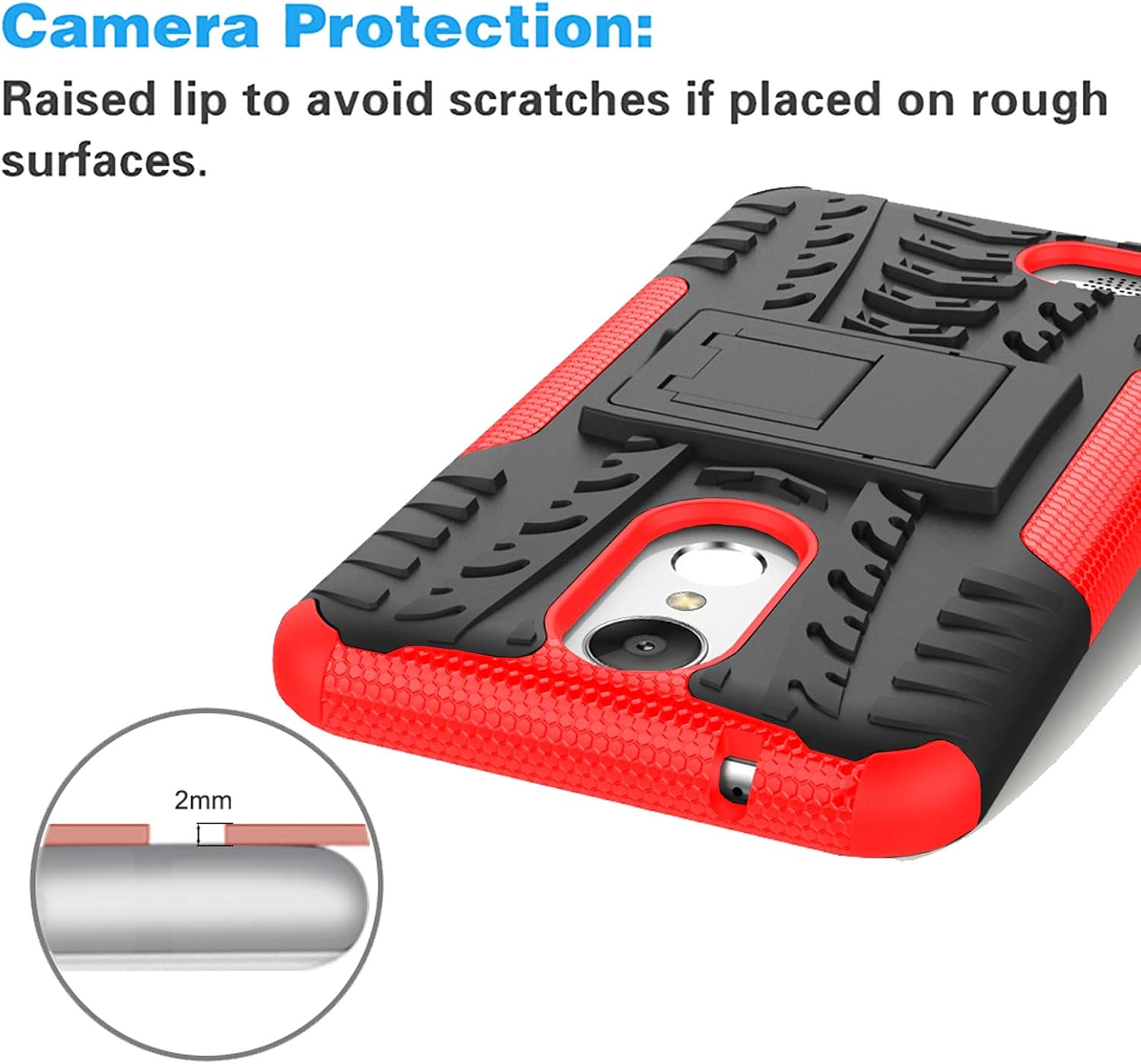 Phone Case for LG K20/K20 Plus/K20 V/Harmony/V5/K10 2017/Grace LTE with Tempered Glass Screen Protector Cover and Hybrid Cell Accessories LGK20Case LGK20Plus LGK20V K20V K 20 20K K20+ Cases Black Red