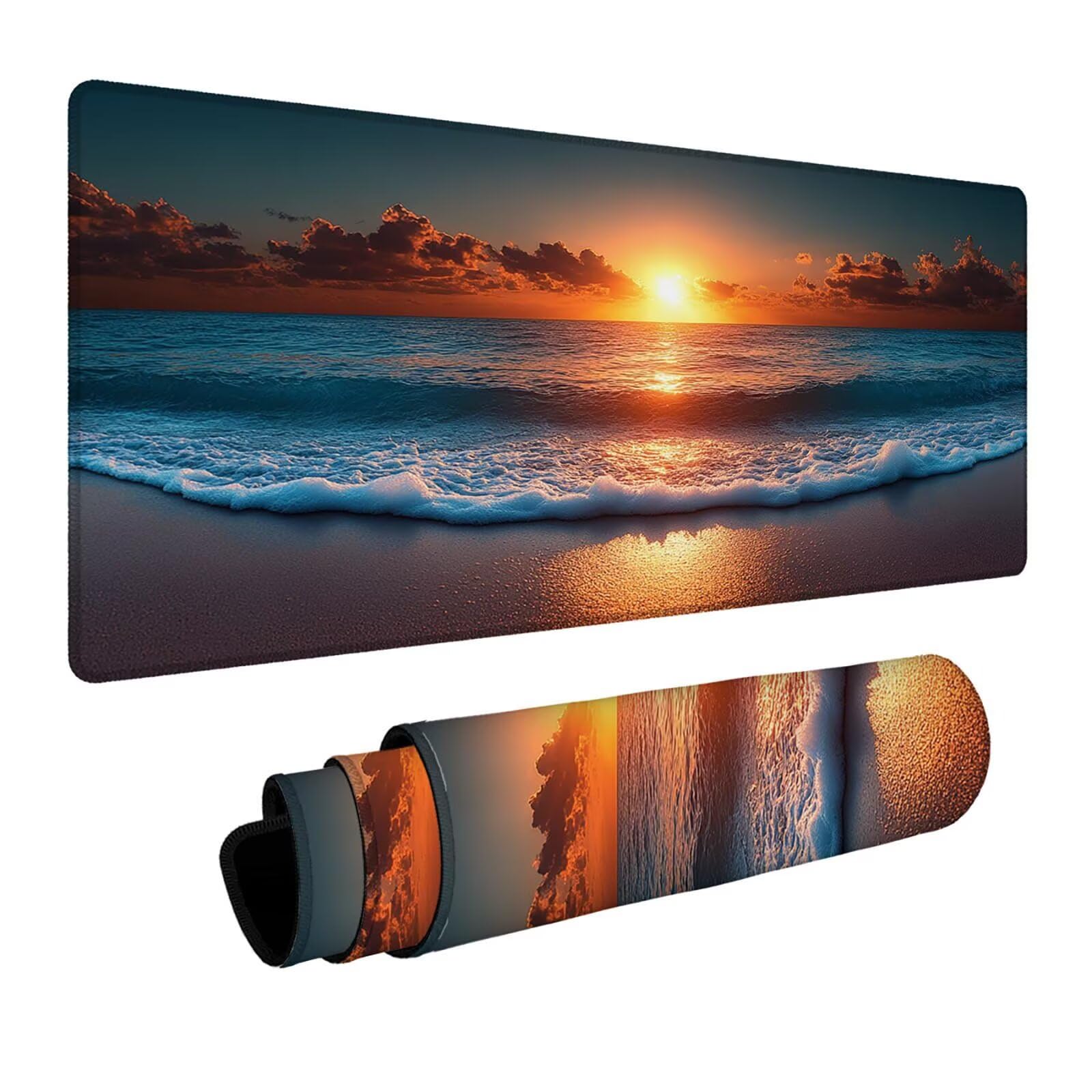 Podkładka pod mysz plażowa XXL, 600 x 1400 x 3 mm, wodoodporna, podkładka pod mysz dla graczy, poprawia dokładność i prędkość, akcesoria do gier, laptop, biuro, prezent dla mężczyzn, FSBD-3927