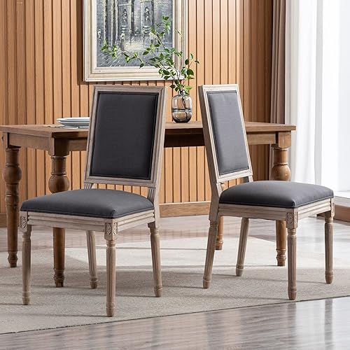 Miniatura 38 de Kiztir Juego de 2 sillas de comedor de ratán, sillas de comedor francesas de mediados de siglo, sillas de comedor de granja con respaldo alto para