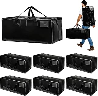Focenat Large Storage Bag 90L, Heavy-Duty Moving Bags with Backpack Straps and Handle, Sturdy Waterproof Zipper Moving Bag for Moving Camping Storage (Black, 6 Pieces)