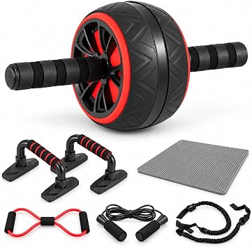 7-Piece Ab Roller Wheel Set with Knee Mat for Home Core Training
