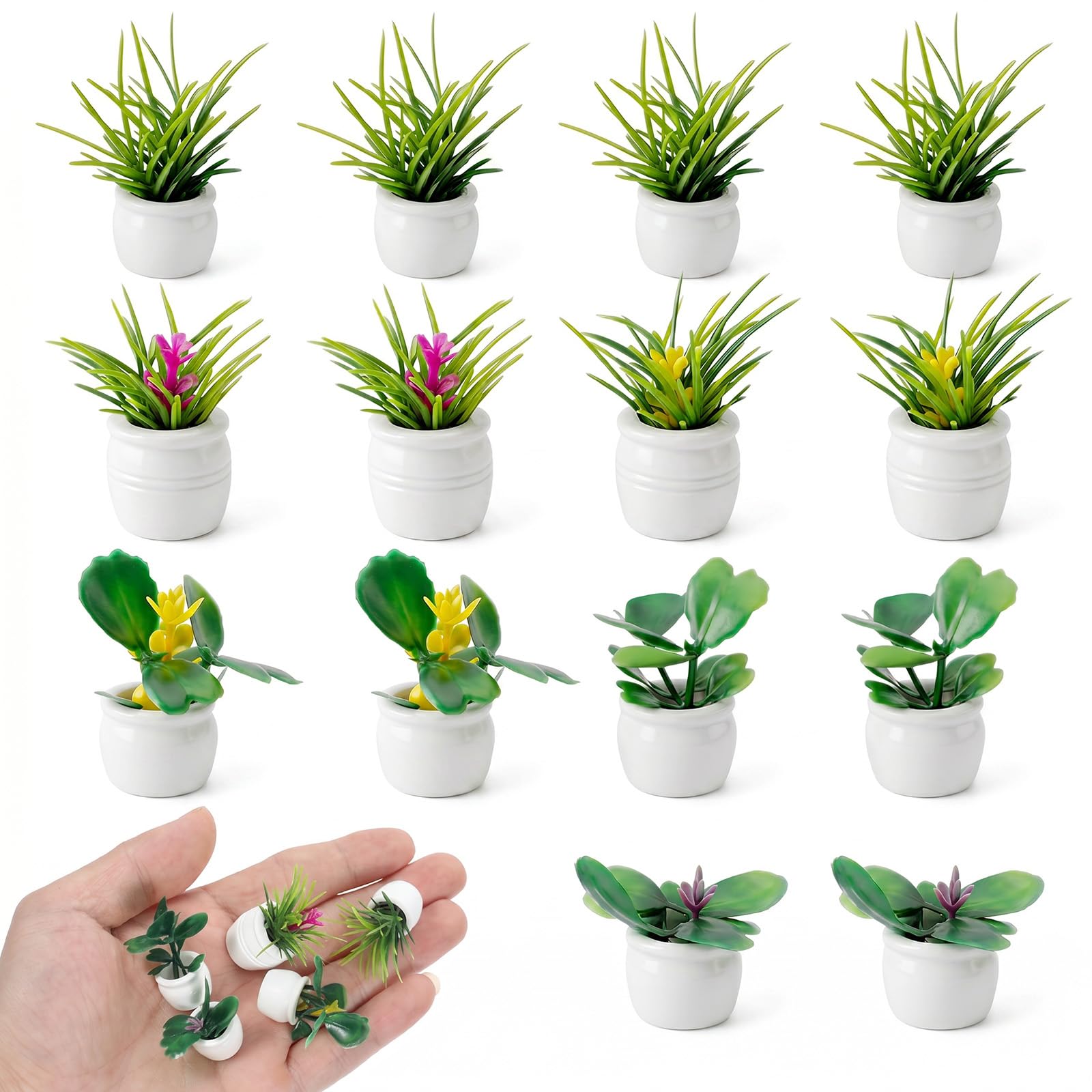 Gsbnjuy 14 Pcs Mini Dollhouse Plants Miniature Dollhouse Accessories