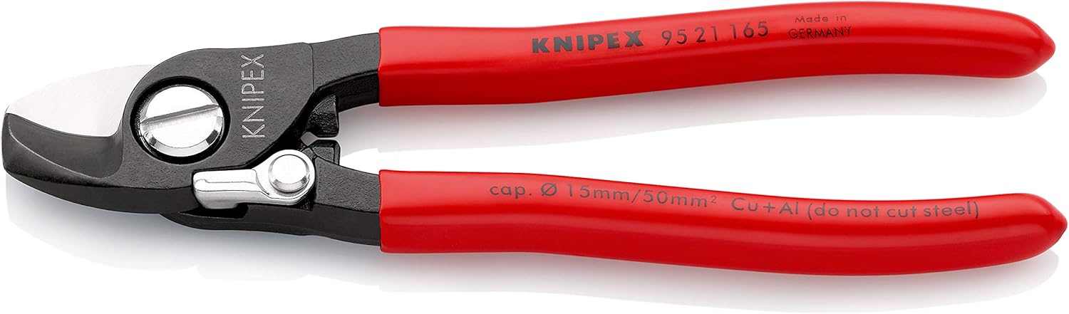 Knipex 95 21 165 SB Cable Shears 6,5" with opening spring in blister packaging