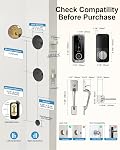 Smart Front Door Lock Sets: 2K HD Camera Lock with Doorbell Kits, Hornbill Fingerprint Keyless Entry Door Lock with Handles, WiFi Deadbolt(only 2.4G) for Remote Control, APP/Alexa/PIR, Silver