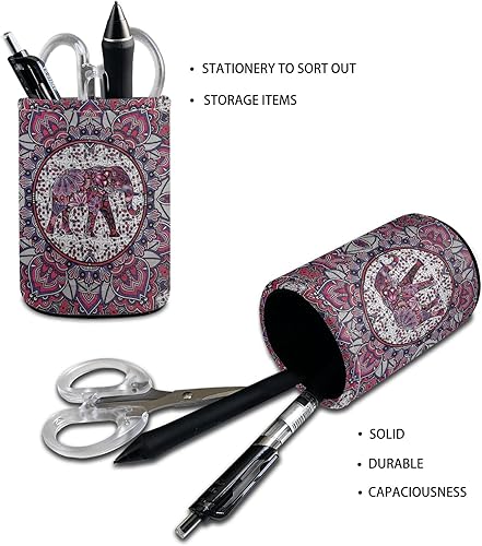 Miniatura 4 de BIGCARJOB Portalápices de poliuretano para escritorio, diseño de elefante bohemio, organizador de papelería para mujeres, regalos de damas, caja de