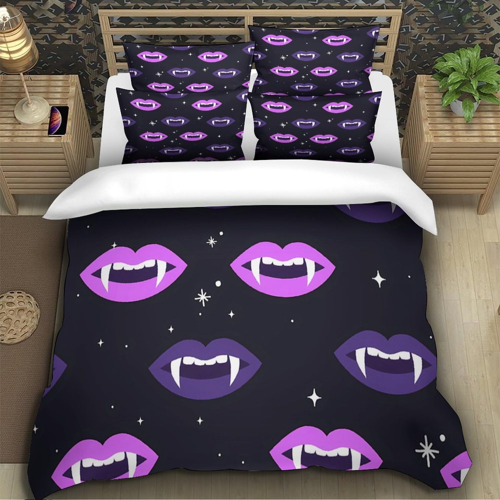 Tejido Texturizado Funda de Edredón con Fundas de Almohada 3 Piezas Diseño 3D Cremallera Oculta Transpirable Estilo de Sala de Estar Moderna Funda Edredon for niños y niñas King（220x240cm）
