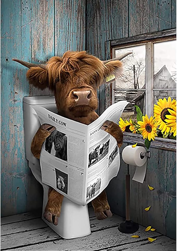 MXJSUA 5D Highland Cow Diamond Painting Kits for Adults, Funny Cattle