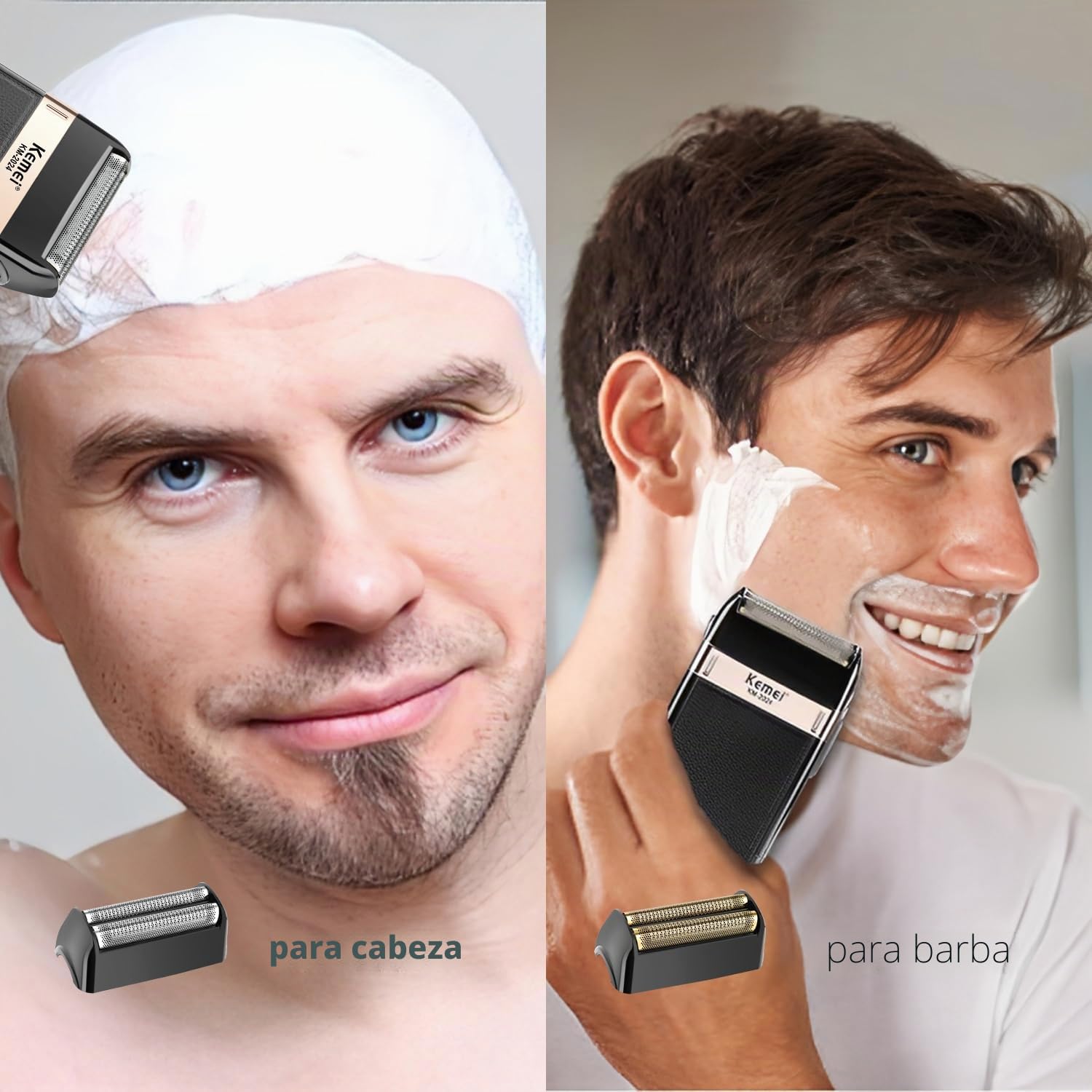 KEMEI Afeitadora de Láminas Para Hombres, Maquinilla de Afeitar de Doble Hoja Recíproca Resistente al Agua, Motor de Alta Velocidad de 8000 RPM, Afeitadora Eléctrica Recargable Para Barba