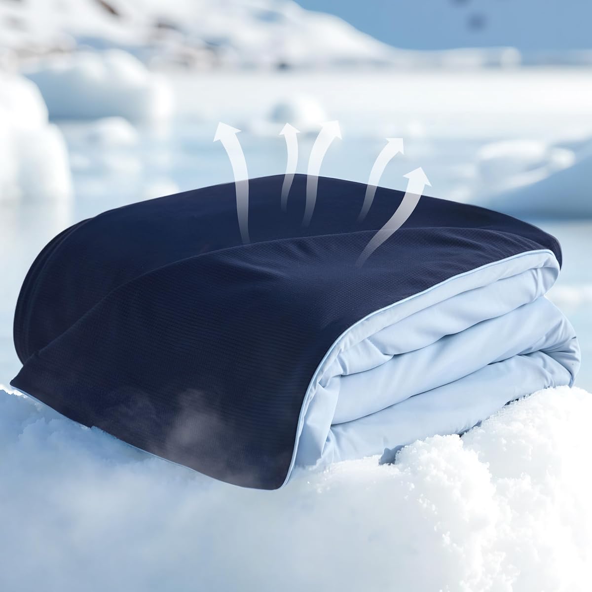 Manta refrescante de verano, tamaño Queen, azul, 90 x 90 pulgadas | Mantas refrescantes, transpirables, heladas y frías para personas que duermen calientes y sudores nocturnos, edredón ligero de doble cara para cama