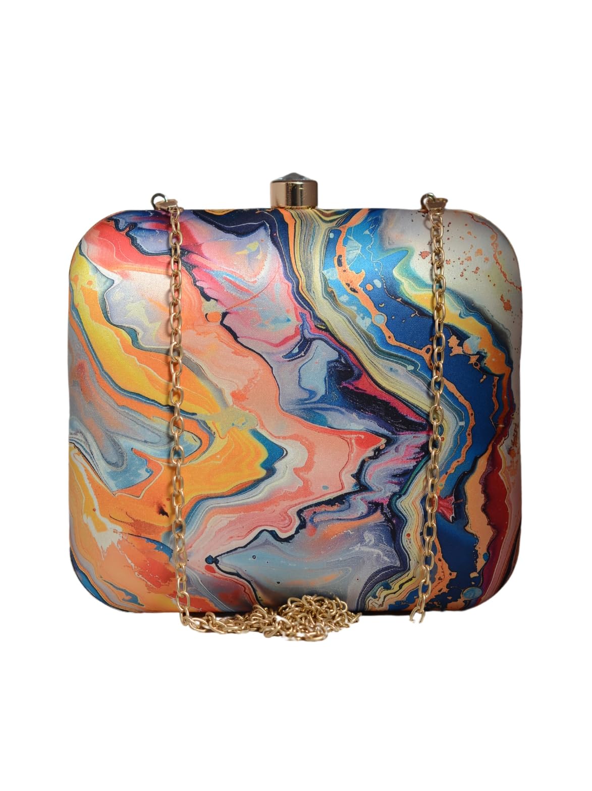 Artklim Multicolor Flow Art Printed Clutch Bag For Women With Detachable Chain Strap (B0D2N67BRW) Amazon Price History, Amazon Price Tracker
