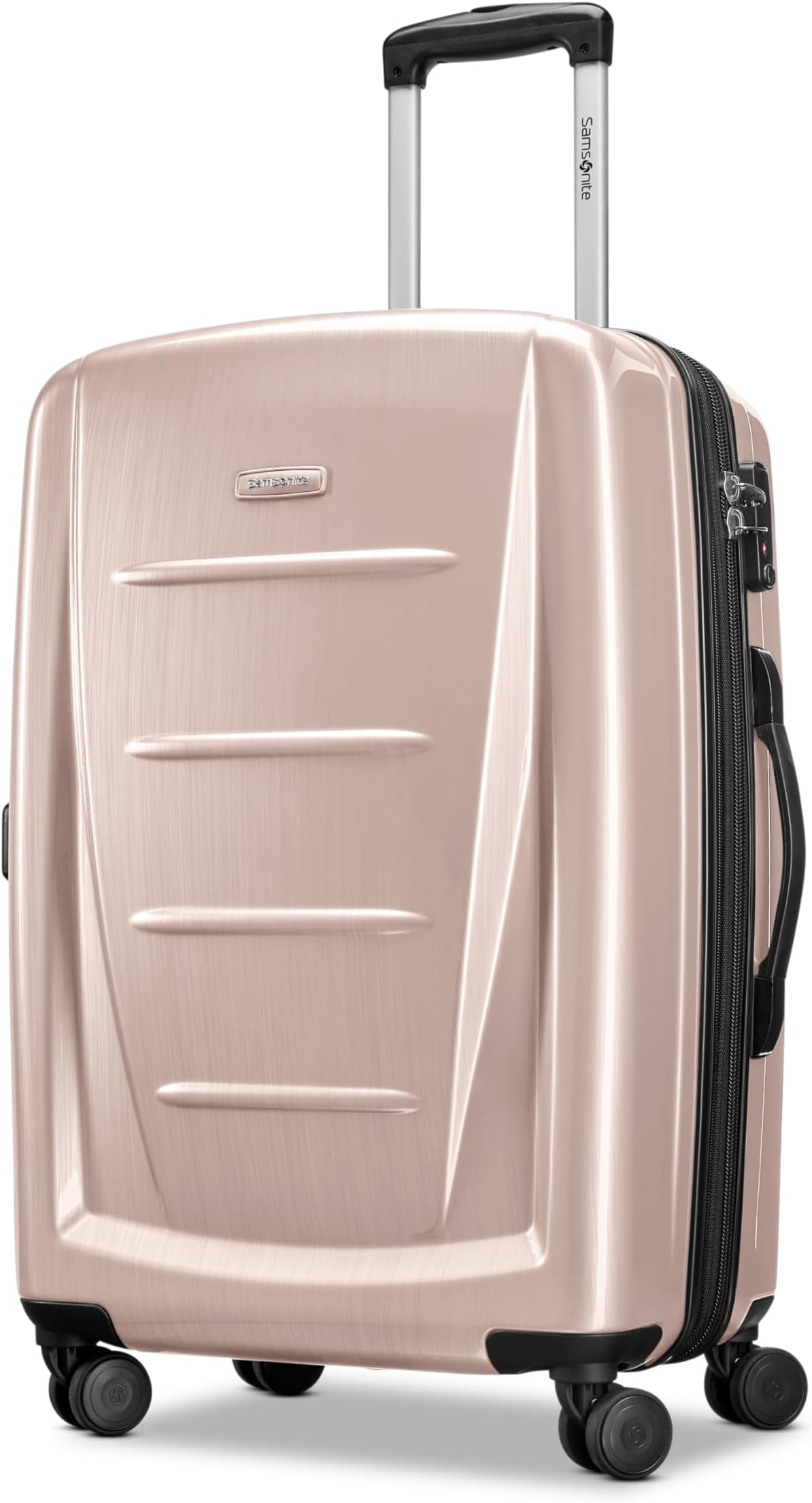 Winfield 2 Hardside Expandable Luggage with Spinner Wheels, Artic Pink, Checked-Medium 24-Inch