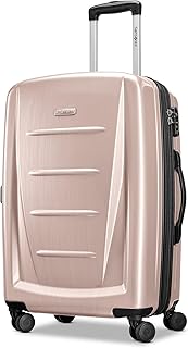 Winfield 2 Hardside Expandable Luggage with Spinner Wheels, Artic Pink, Checked-Medium 24-Inch