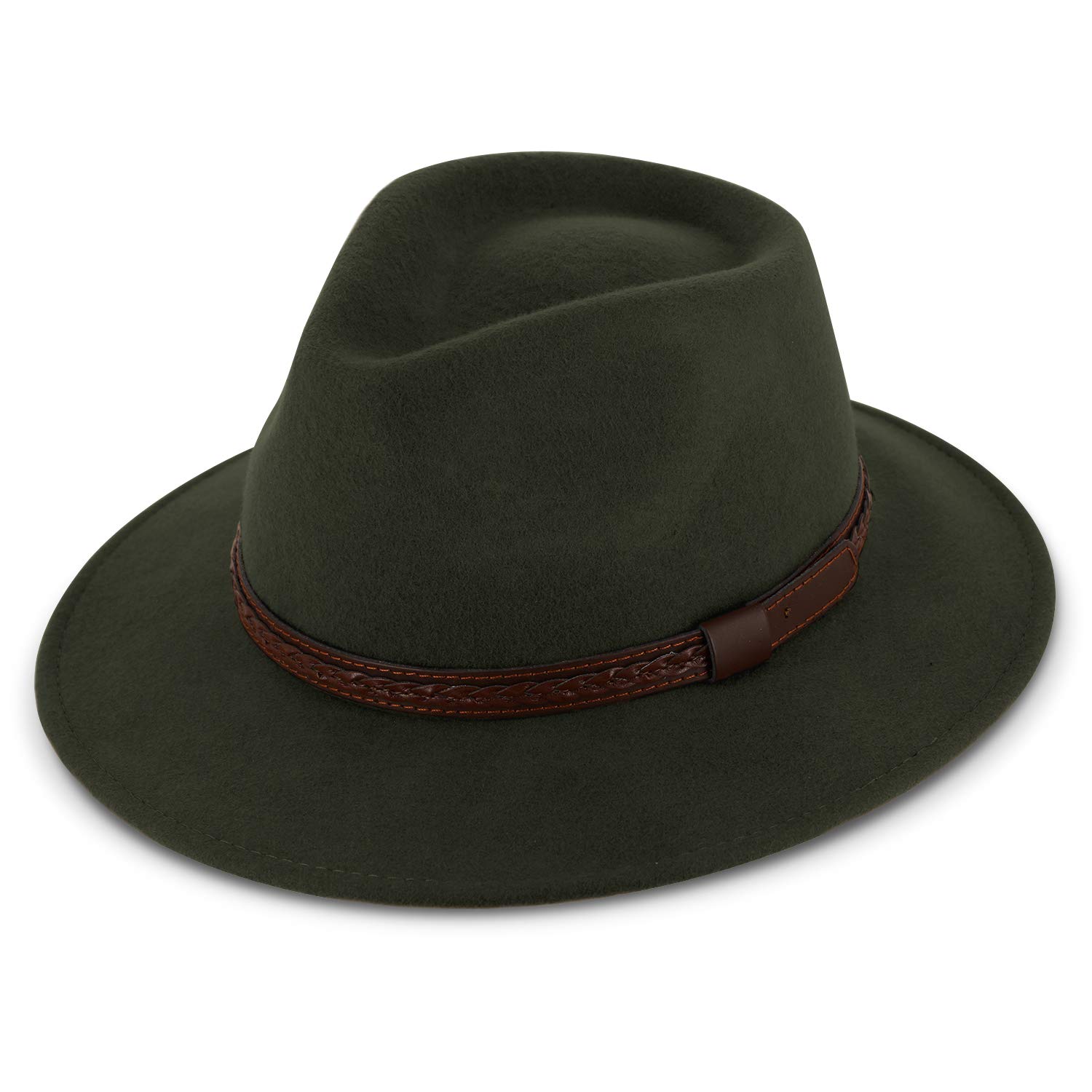fiebig Edison Traveller mit Kunstlederband | Filzhut aus 100% Wolle für Damen und Herren | Angenehm leichter Sitz für das ganze Jahr | Wollfilzhut Made in Italy